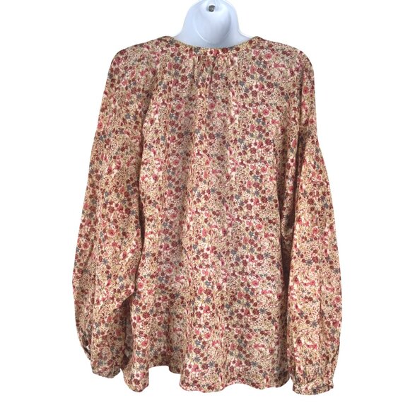 Doen Jane Blouse Top Medium Pink Valley Floral Cotton Blend Boho TP-3650 - Picture 7 of 8